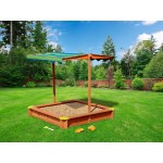 Spatiu de joaca cu nisip Lily Sandpit  - Lada cu nisip din lemn pentru gradina- cu copertina biton Verde UV 50+